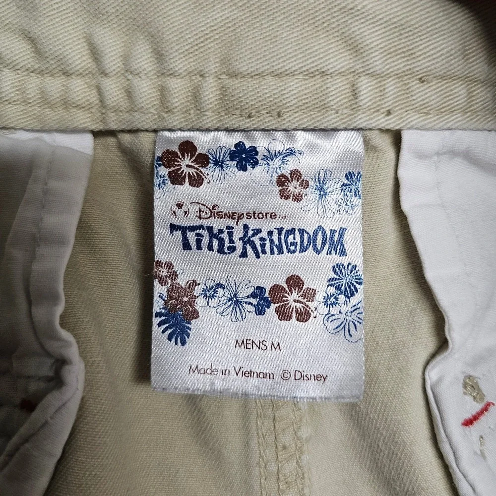 Disney Store Tiki Kingdom Mens Khaki Cargo Shorts Tan Cotton Size Medium